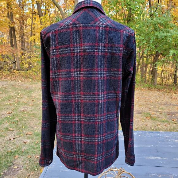The Kooples Classic Red Plaid Long Sleeve Wool Blend Button Shacket size Small - Picture 7 of 15